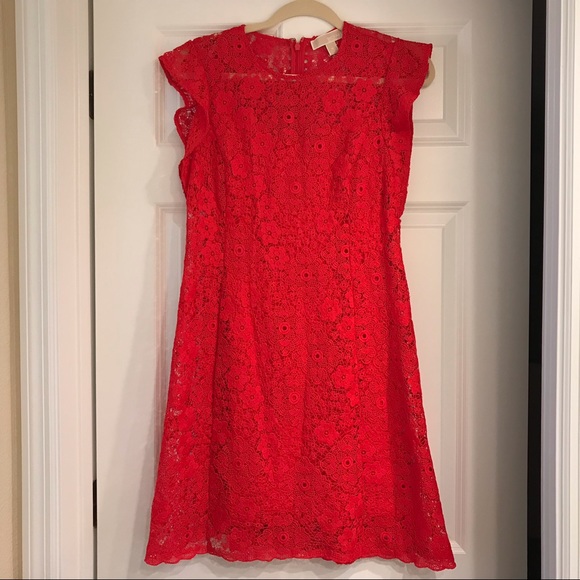michael kors red lace dress